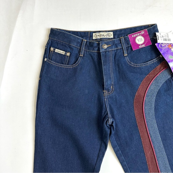 Zana Di Vintage Super Bell Bottom Flare Sparkle 90s Y2K Jeans 9/10 NWT - Picture 5 of 12